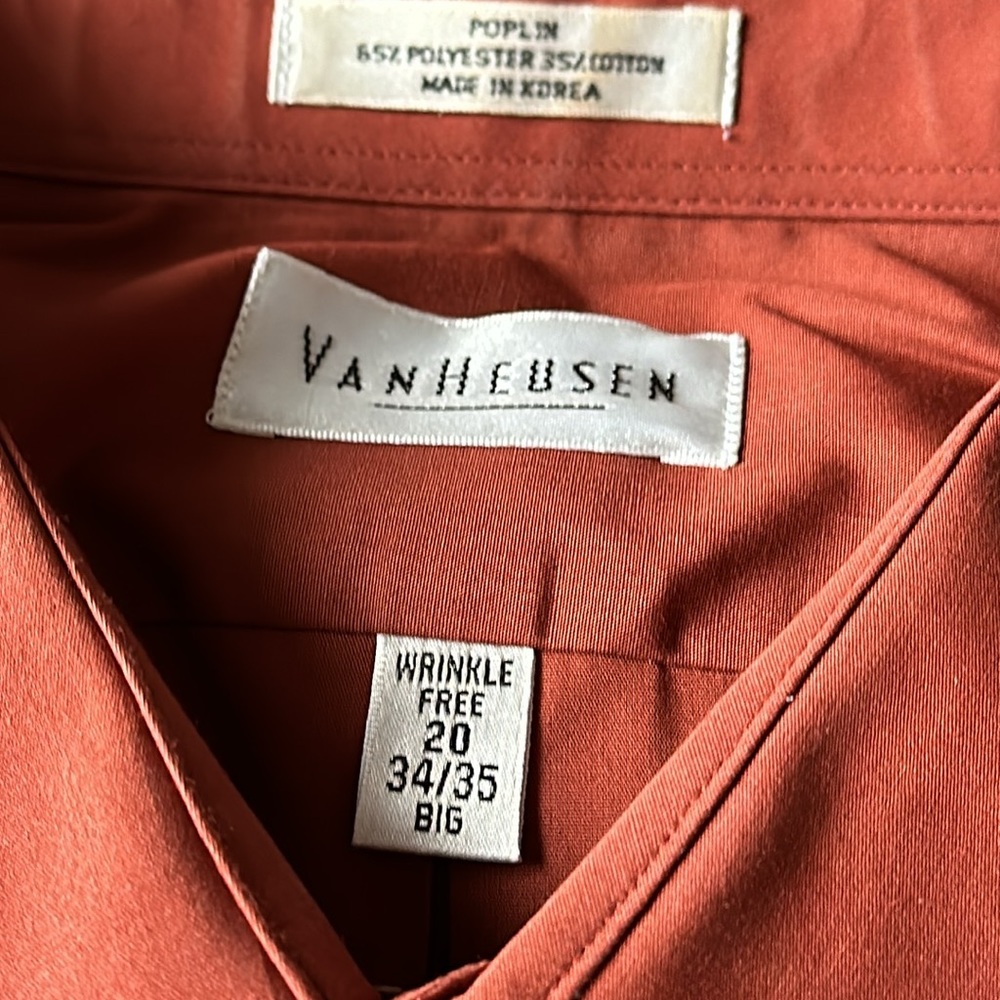 Big mens Shirt Van Heusen Poplin Wrinkle Free 20-34/35 - Picture 3 of 3